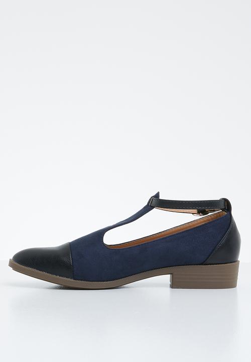 Jada - Fabric combo flat pointed pump - navy