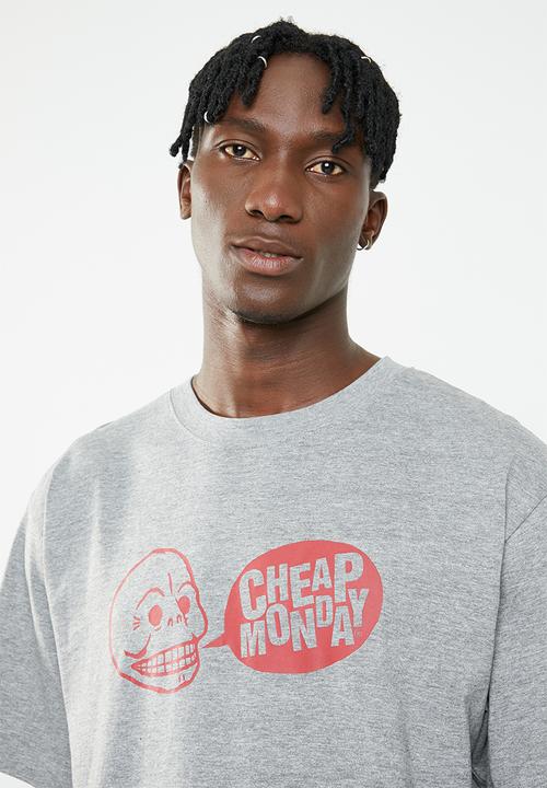 Cheap Monday - Uni speech logo short sleeve tee - grey