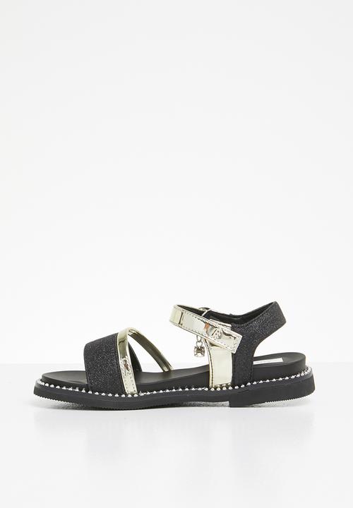 Pop Candy - Metalic crossover sandals - Black