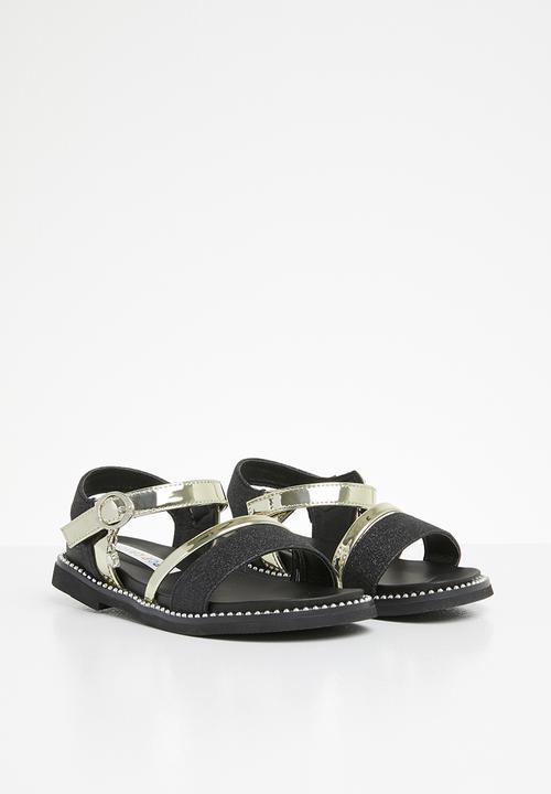 Pop Candy - Metalic crossover sandals - Black