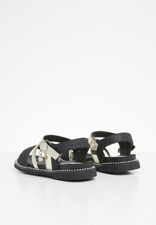 Pop Candy - Metalic crossover sandals - Black