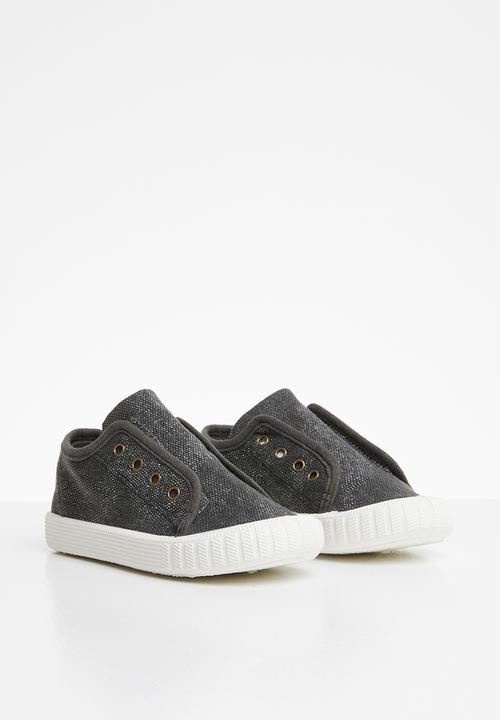 Pop Candy - Kids canvas slip on - black