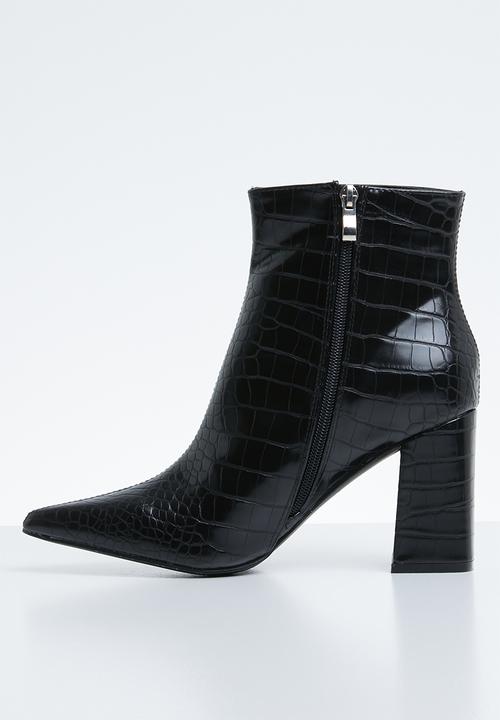 Public Desire - Empire pointed toe ankle boot - black