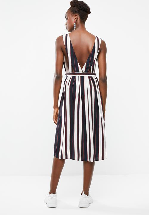 Vero Moda - Stripy sleeveless calf dress - navy & cream