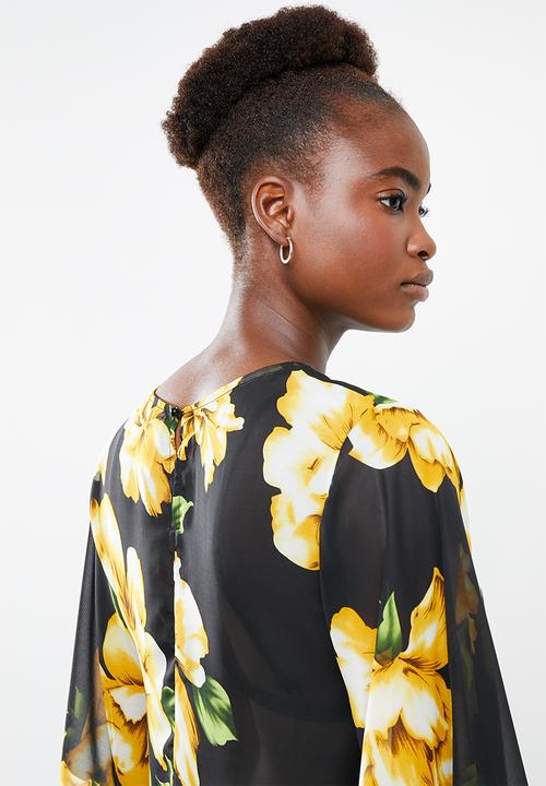 Revenge - Floral sheer top with volume sleeve - multi