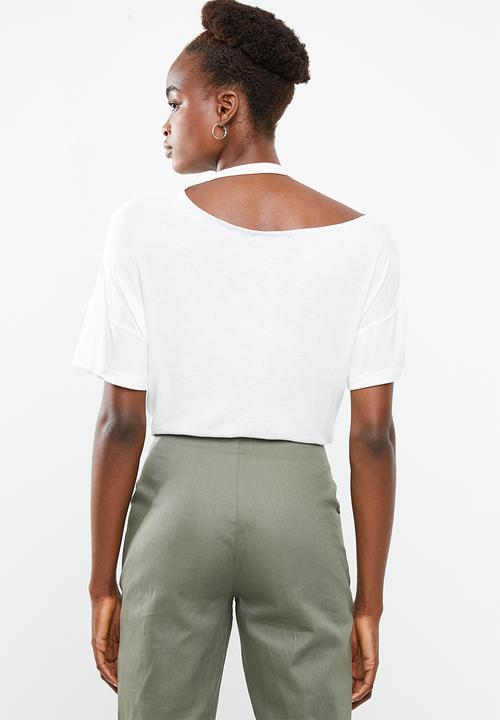 Superbalist - Asymmetrical choker detail tee - white