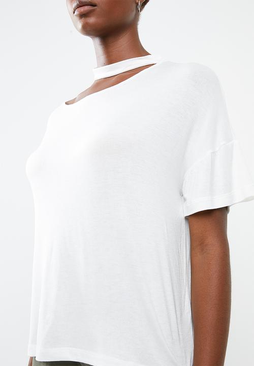 Superbalist - Asymmetrical choker detail tee - white