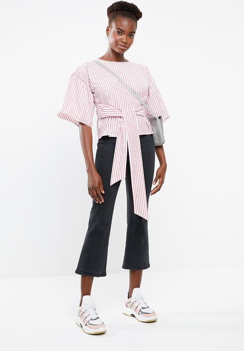 Superbalist - Poplin blouse with bow tie - red & white