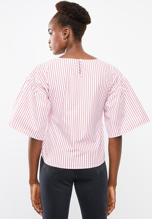 Superbalist - Poplin blouse with bow tie - red & white