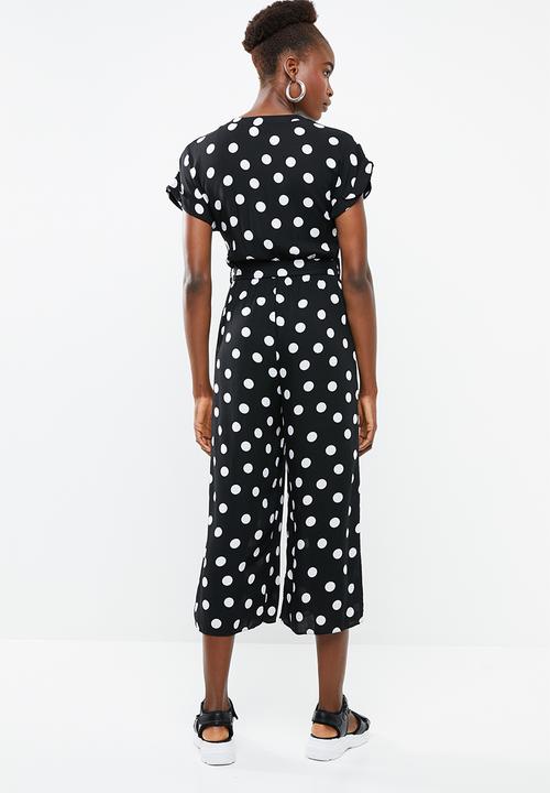 New Look - Maisy spot peggy jumpsuit - black