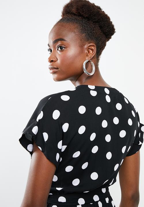 New Look - Maisy spot peggy jumpsuit - black