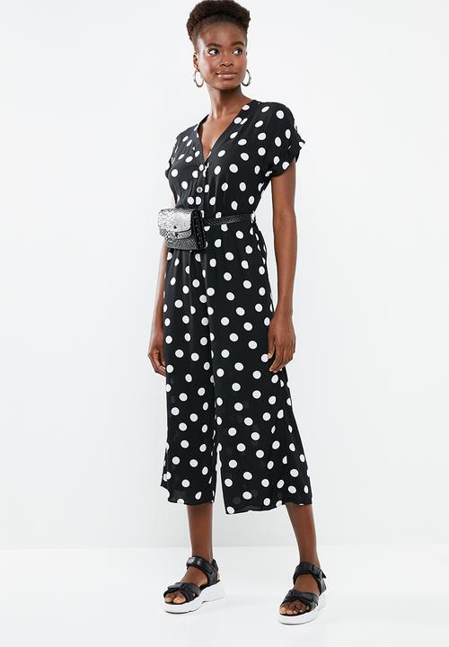 New Look - Maisy spot peggy jumpsuit - black