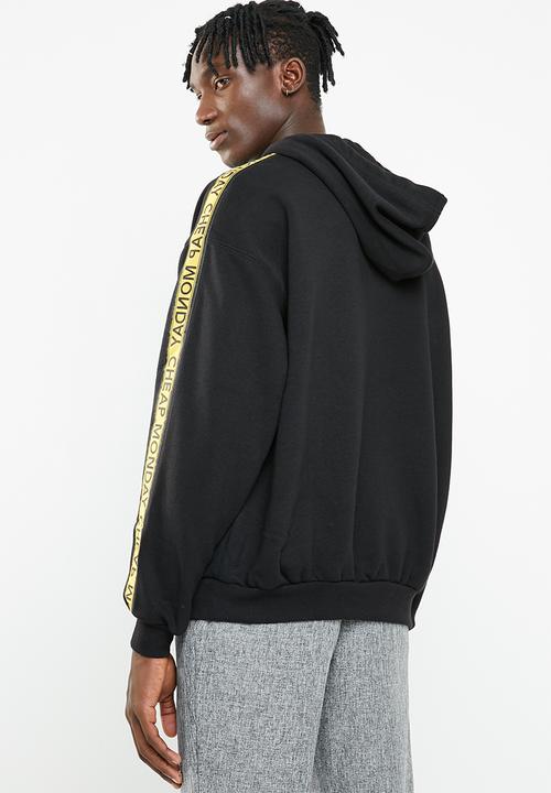 Cheap Monday - Goal logo side taped hoodie - black