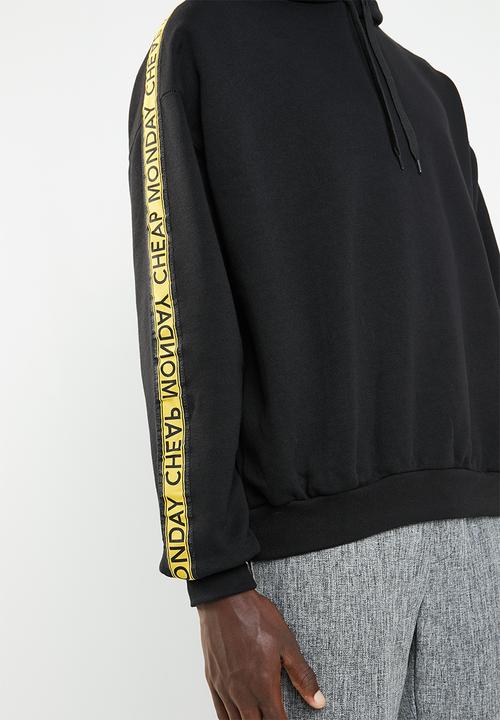 Cheap Monday - Goal logo side taped hoodie - black