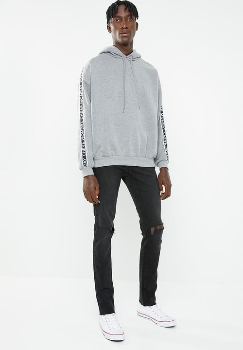 Cheap Monday - Goal logo side taped hoodie - grey