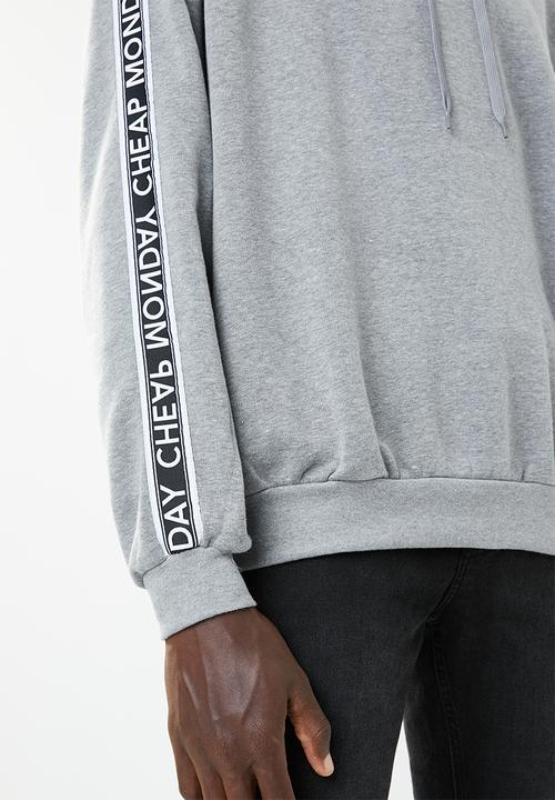 Cheap Monday - Goal logo side taped hoodie - grey