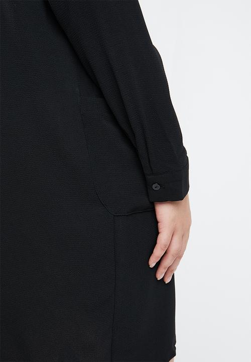 Missguided - Curve pocket smock shirt dress - black