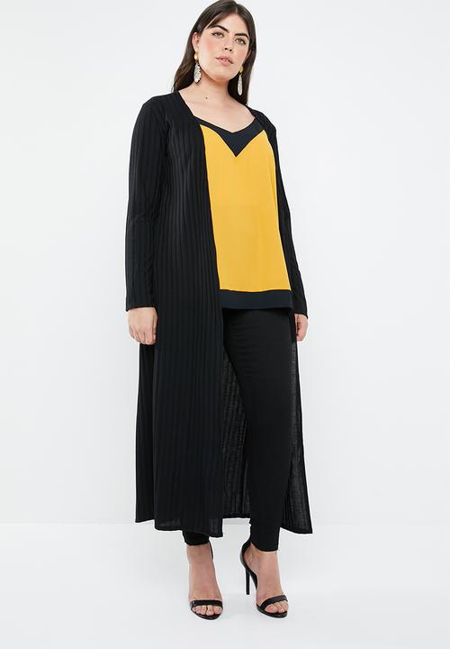 Missguided - Curve rib longline cardigan - black 