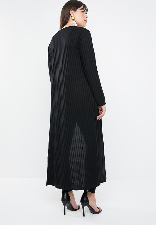 Missguided - Curve rib longline cardigan - black 