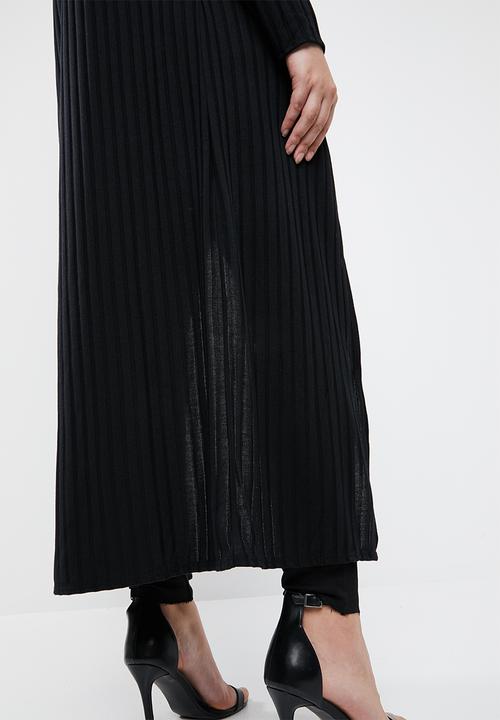 Missguided - Curve rib longline cardigan - black 