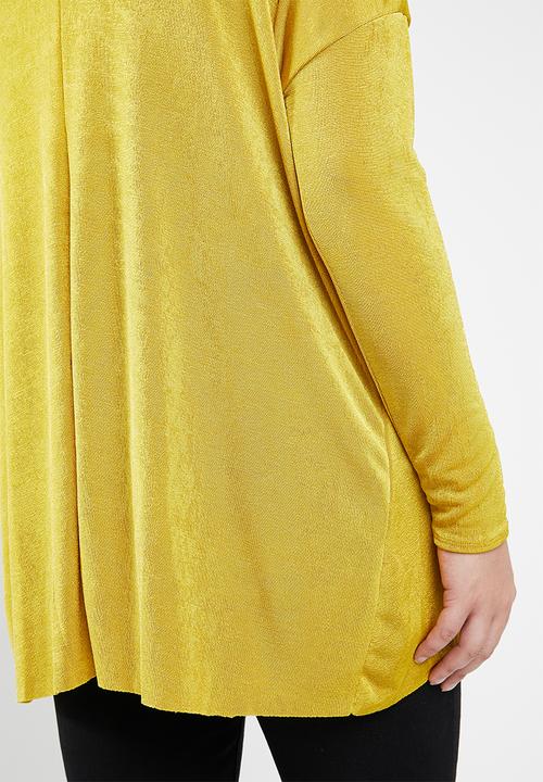 Missguided - Curve drape front long sleeve slinky top - yellow