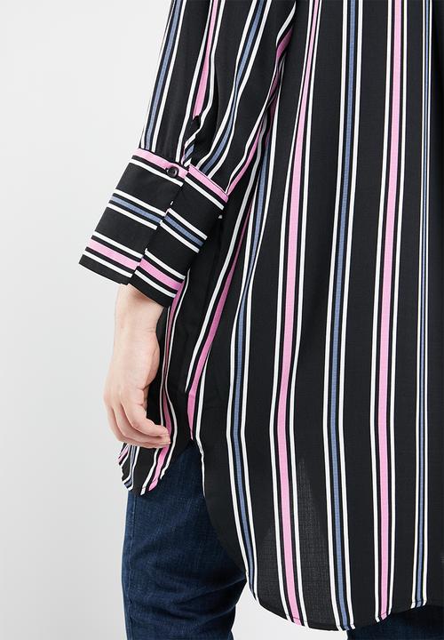 STYLE REPUBLIC PLUS - Longer length stripe shirt - multi