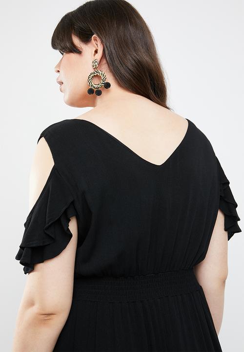STYLE REPUBLIC PLUS - Garden cold shoulder dress - black