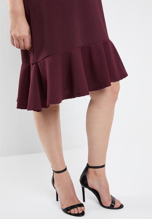 STYLE REPUBLIC PLUS - Asymmetrical shift dress - burgundy
