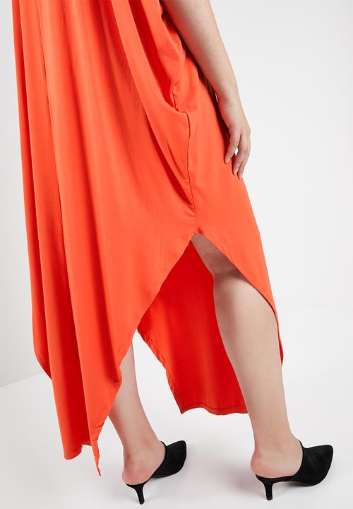 STYLE REPUBLIC PLUS - Maxi dress with side slits - orange