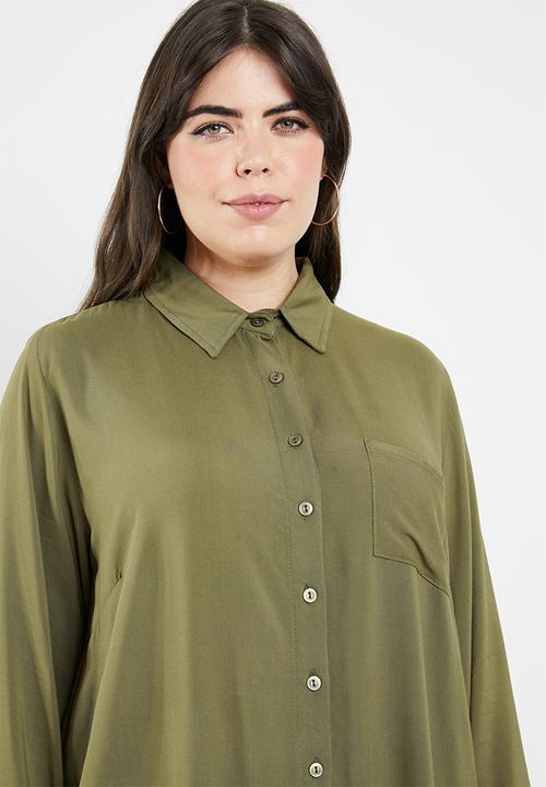 STYLE REPUBLIC PLUS - Military shirt dress - khaki