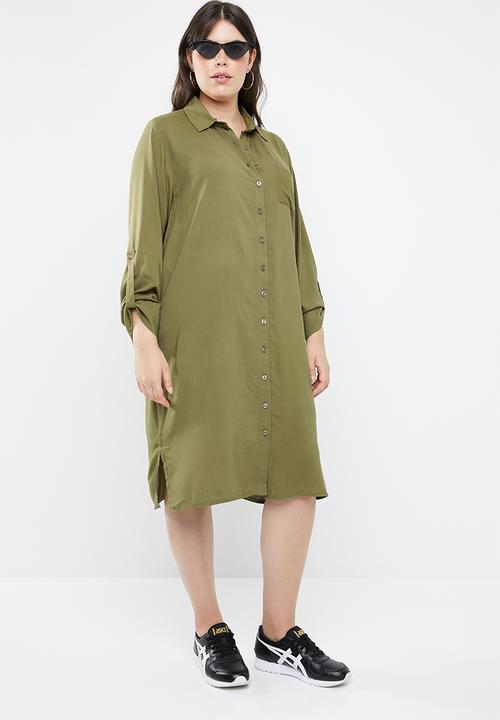 STYLE REPUBLIC PLUS - Military shirt dress - khaki