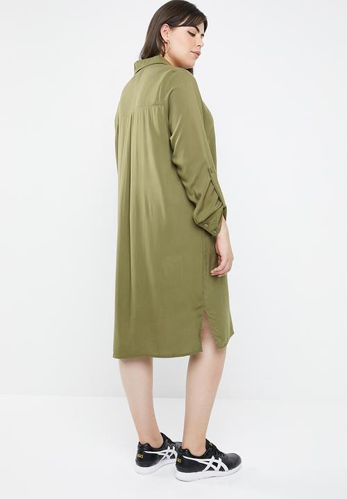 STYLE REPUBLIC PLUS - Military shirt dress - khaki