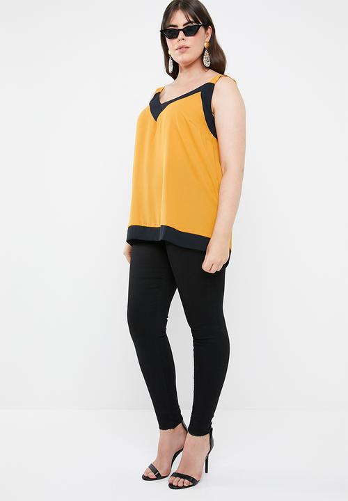 STYLE REPUBLIC PLUS - Contrast cami - yellow & black 