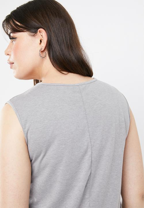 STYLE REPUBLIC PLUS - Curved hem tank top - grey 