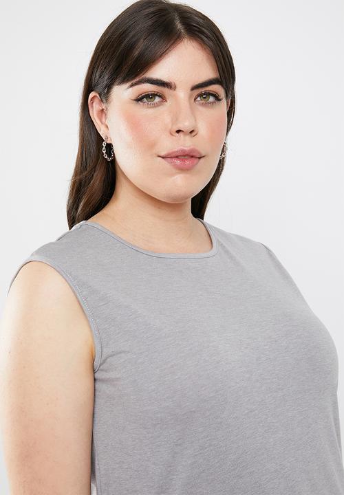 STYLE REPUBLIC PLUS - Curved hem tank top - grey 