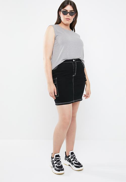 STYLE REPUBLIC PLUS - Curved hem tank top - grey 
