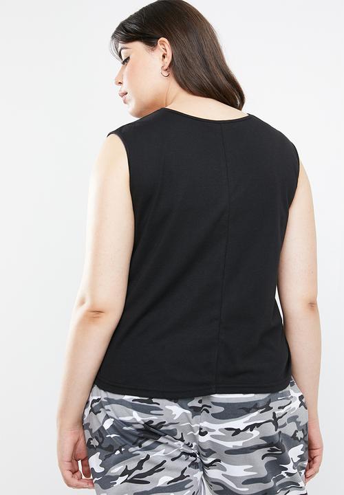 STYLE REPUBLIC PLUS - Curved hem tank top - black 