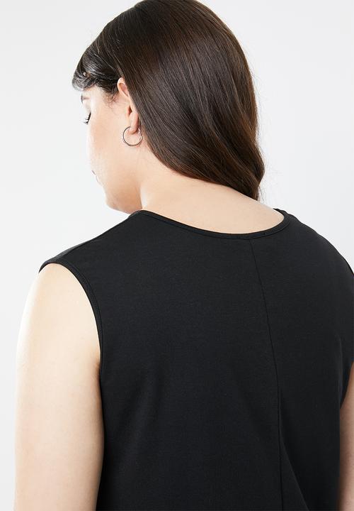 STYLE REPUBLIC PLUS - Curved hem tank top - black 