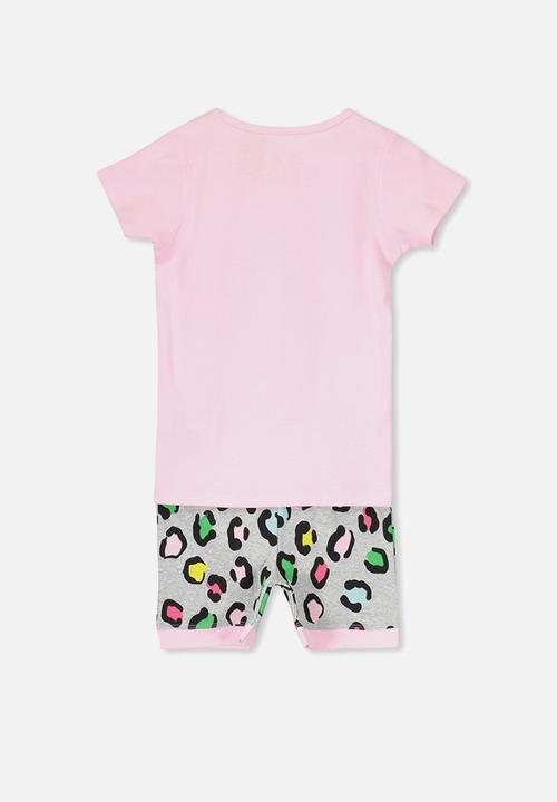 Cotton On - Chloe short sleeve girls pj set - pink