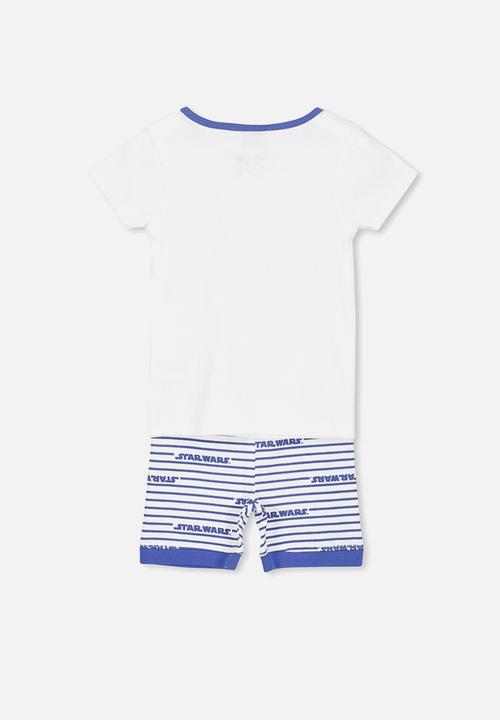 Cotton On - Joshua short sleeve pyjama  - white & blue 