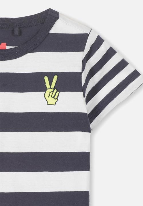 Cotton On - Max short sleeve tee - navy & white 