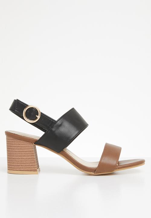 STYLE REPUBLIC - Slingback block heels - brown & black