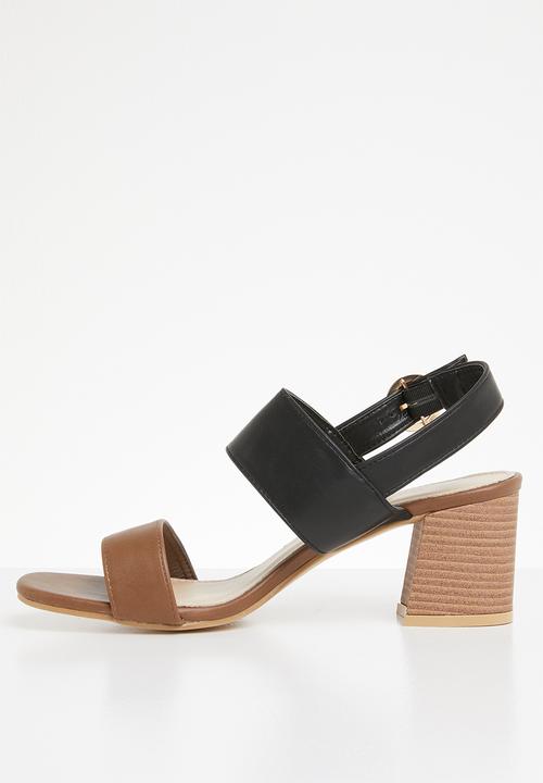 STYLE REPUBLIC - Slingback block heels - brown & black