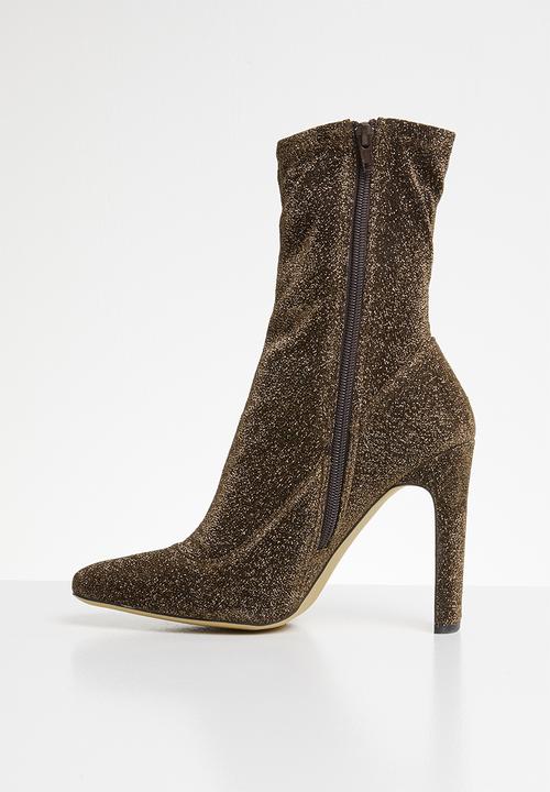 Missguided - Lurex square toe sock boot - bronze