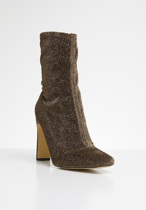 Missguided - Lurex square toe sock boot - bronze