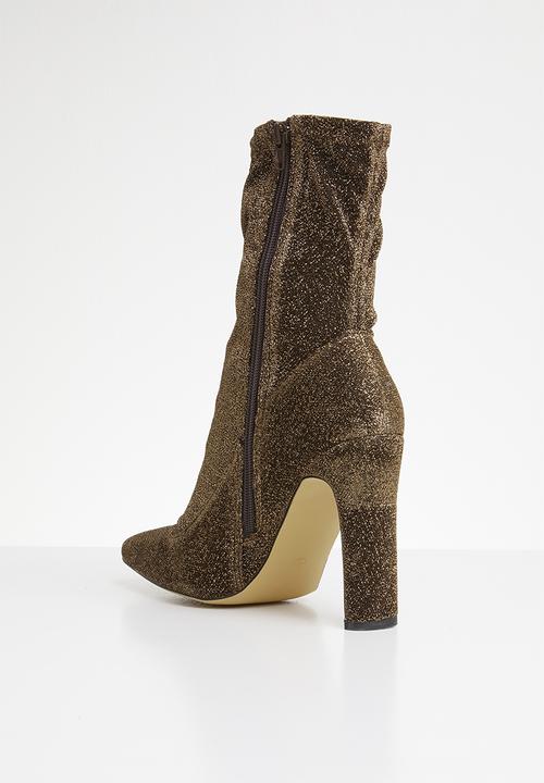 Missguided - Lurex square toe sock boot - bronze