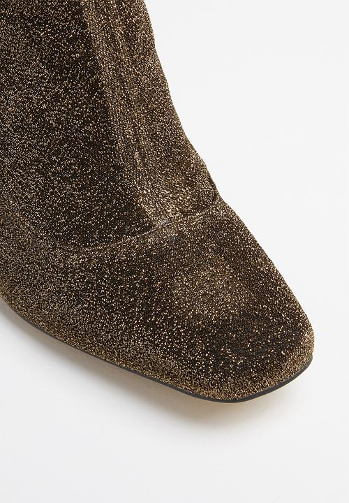 Missguided - Lurex square toe sock boot - bronze