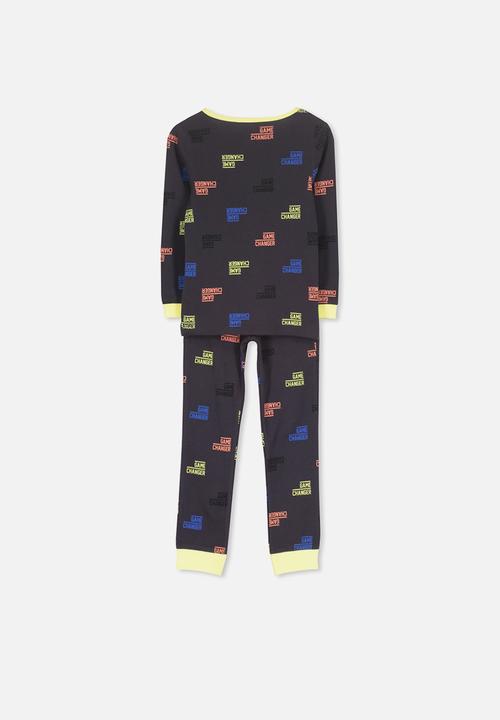 Cotton On - Harry boys long sleeve pyjama set - black 