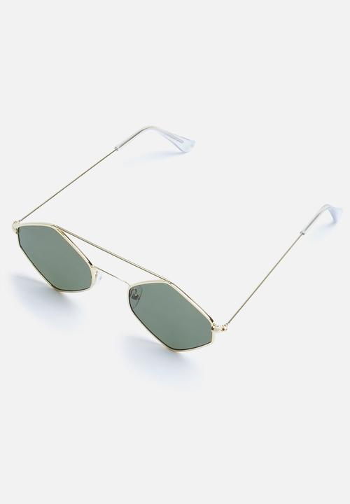 Superbalist - Poppy hexagon sunglasses- gold & green