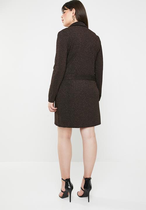 Missguided - Curve sparkle blazer dress - brown